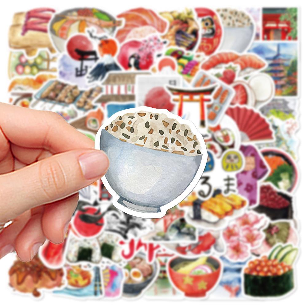 10/30/64pcs Japanese Culture Food Cartoon Stickers Retro Aesthetic Decals Toys Waterproof DIY Stationery Laptop Luggage