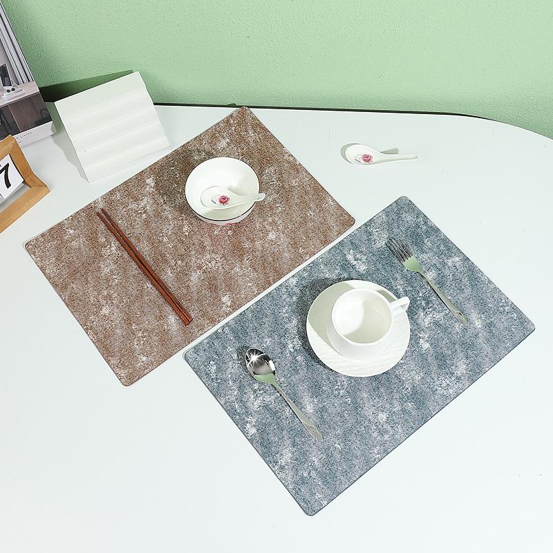 Imitation stone pattern placemat, heat insulation mat, Nordic wabi wind dining table mat, household easy-to-clean desktop protective mat, scratch