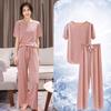 2025 Spring and Summer Ice Silk Pajamas Two-piece Short-sleeved Long Pants Colorful Large Size Breathable Leisure Home Wear Suit