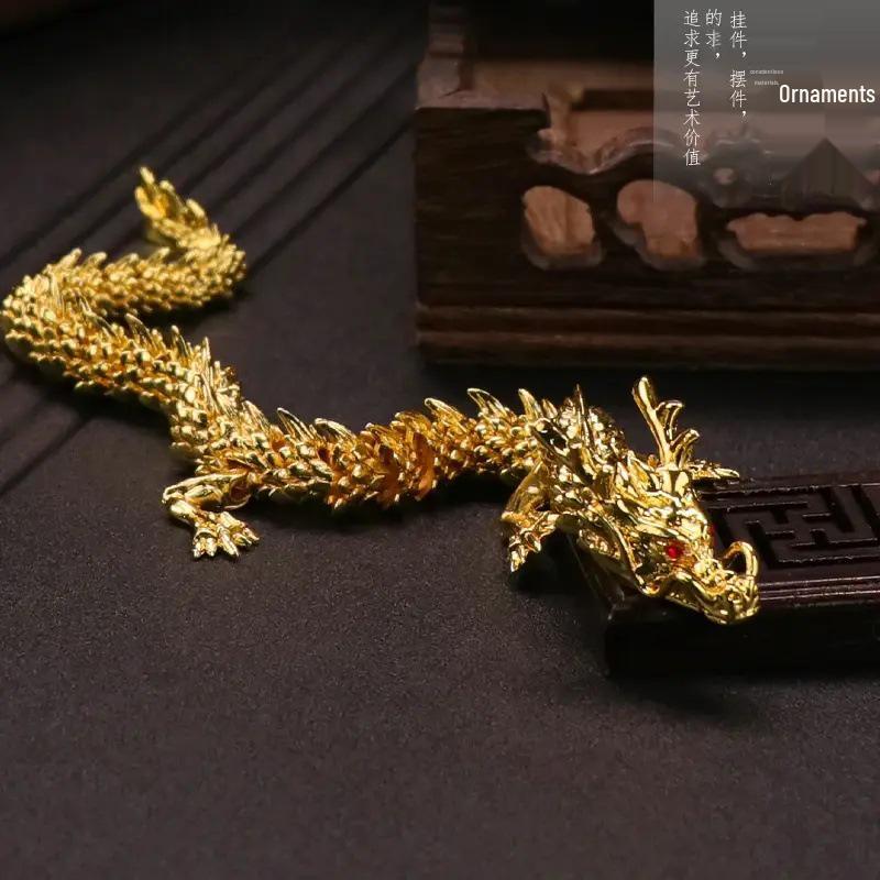 Alloy Five-Claw Golden Dragon Desktop Ornament - Free Shipping