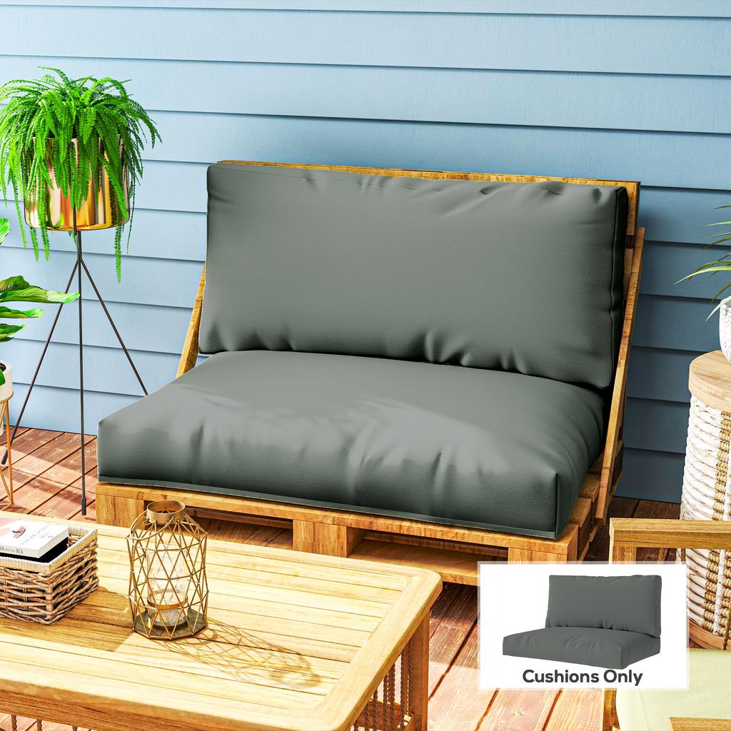 Two Piece Seat Pallet And Back Cushions   Charcoal Grey