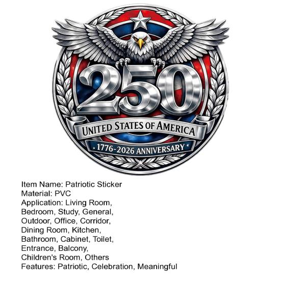 250th Anniversary USA Flag Sticker Patriotic 1776-2026 250 Years America Car Decal Independence