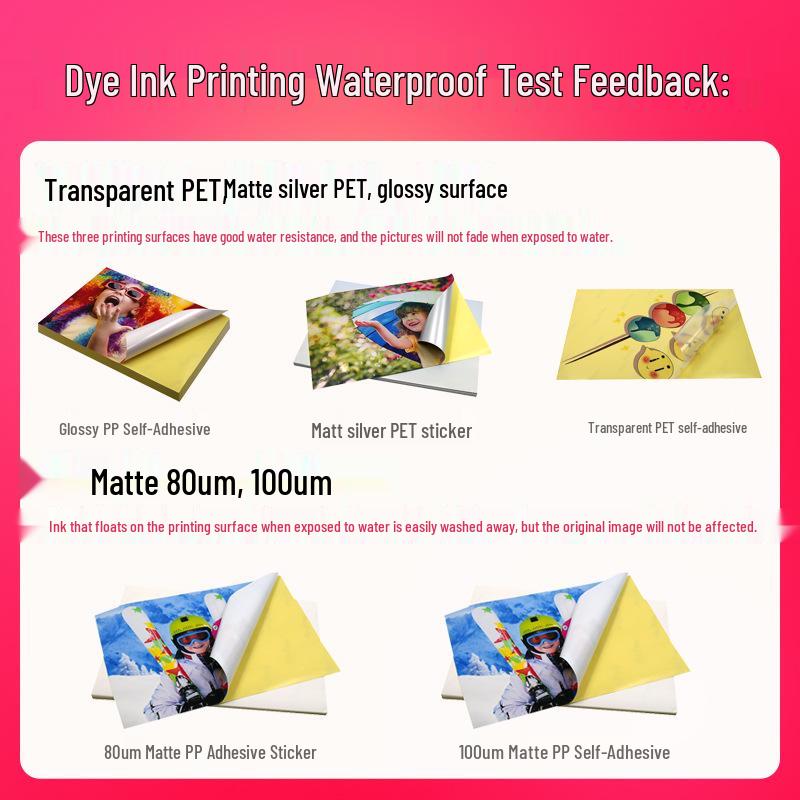 A4 Glossy Adhesive Label Paper, Matte Waterproof Synthetic PP Paper, White Printable Labels