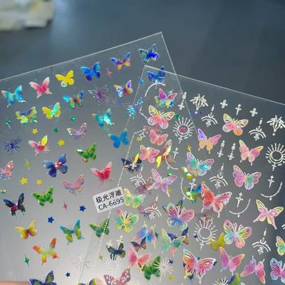 1/2Pcs Relief Color Butterfly Decor Stickers for Phone Kawaii Flower Self Adhesive Nail Art Stickers Decals Stationery