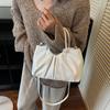 High-end niche bag women's autumn and winter 2025 new retro soft leather messenger bag women's hand-held pleated bucket bag