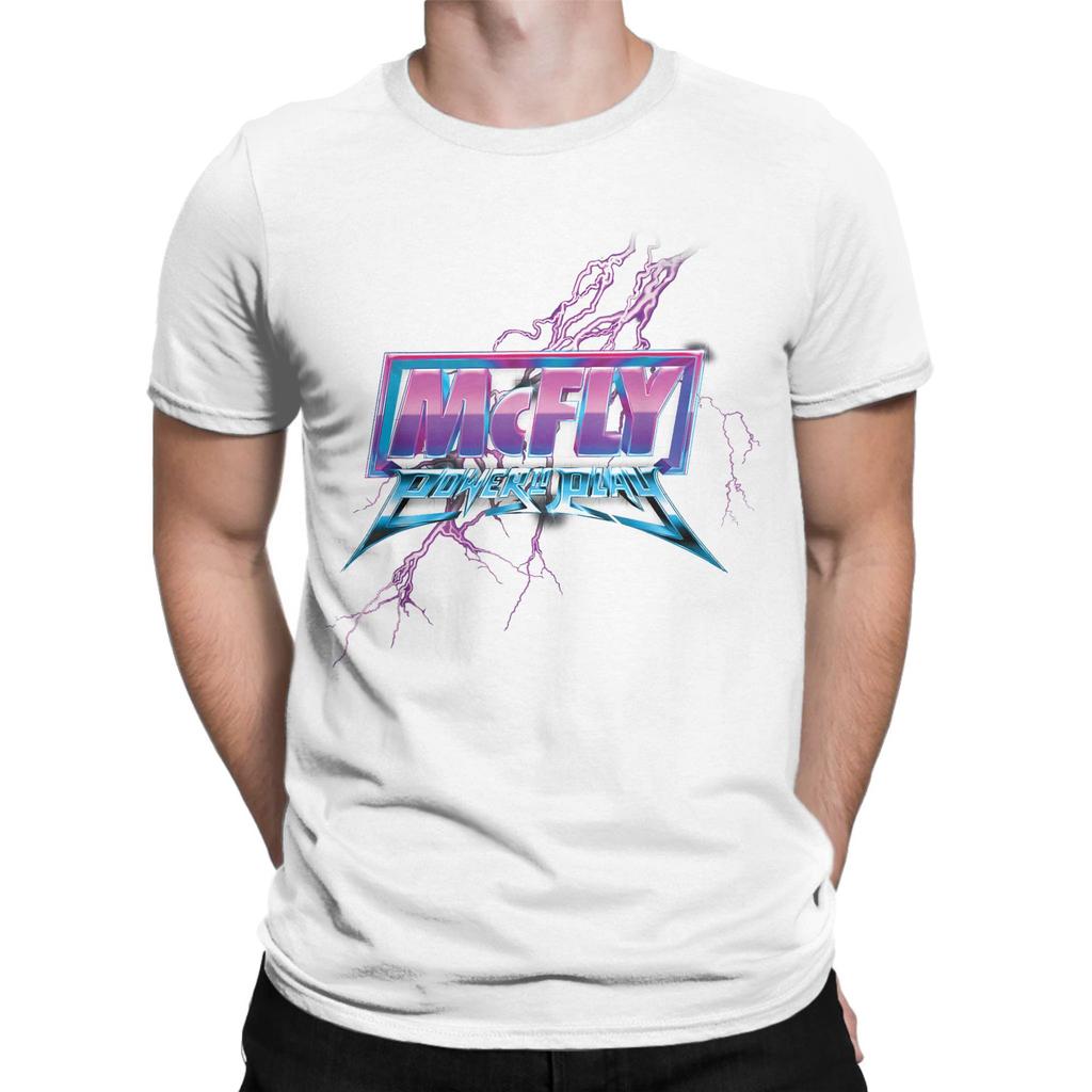 Men's T-Shirt McFly Power To Play Logo Awesome 100% Cotton Tee Shirt Short Sleeve Pop Rock T Shirt O Neck Clothing Plus Size