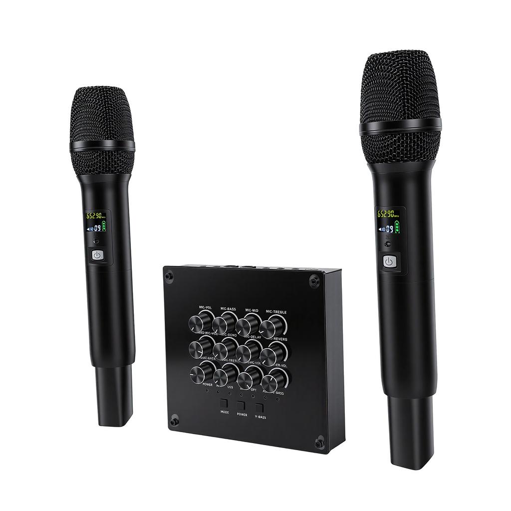Wireless Microphone Karaoke Mixer System Dual Handheld Wireless Microphone for Sound Card Speaker Instrument