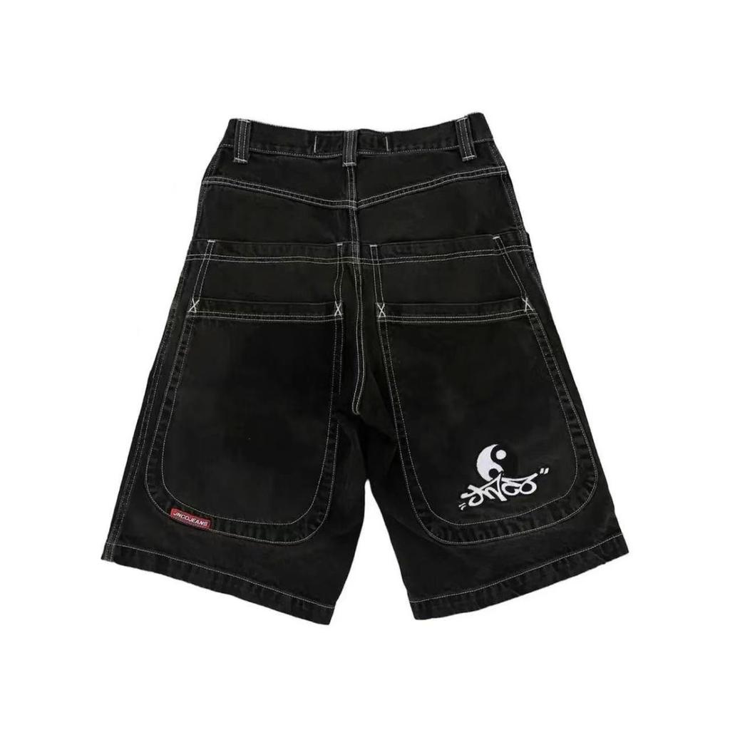DRIPX Pantaloncini Larghi Y2K Tasche Americane Stampa Denim Pantaloncini da Palestra Anni 2000 Vintage Streetwear Hip Hop Uomo Donna Pantaloncini da Basket