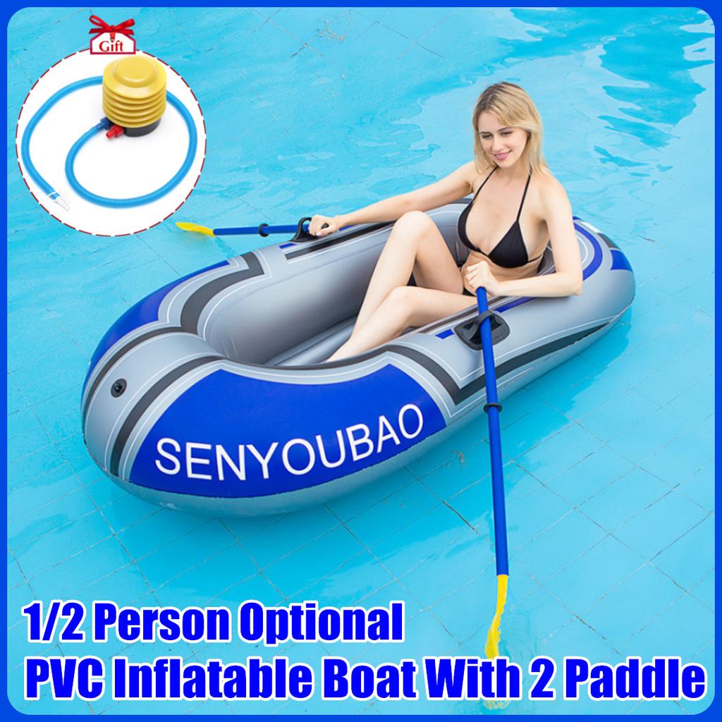 Kayak Gonflable 2 Places, Avec Rames Alu Et Pompe Pro, Capacité 180 Kg, Gris/bleu (neuf)