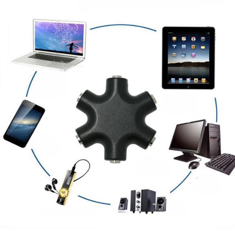 6*3.5Mm Way Multi Port Hub Aux Headphone Jack Splitter Audio Cable Converter