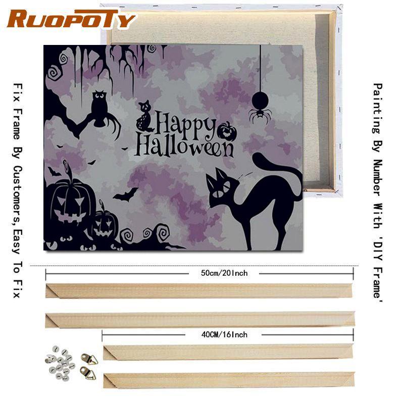 

Ruopotyраскраска по номеру тыква пейзаж настенное искусство уникальный подарок акриловое украшение для дома ручная роспись картина на Хэллоуин 40x50 см 40x50cm Diy Frame