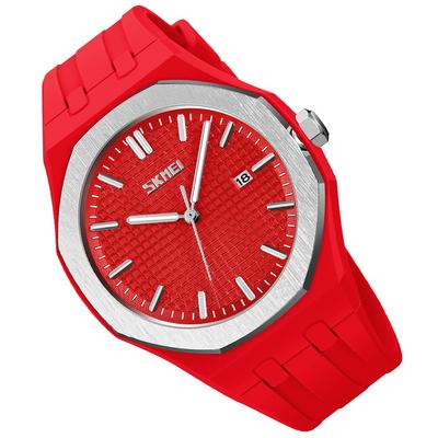Zegarek SKMEI Prosty silikonowy sportowy zegarek sportowy na rękę dla uczniów szkół średnich Stylowy, swobodny zegarek kwarcowy analogowy z dużą datą fluorescencyjny prezent