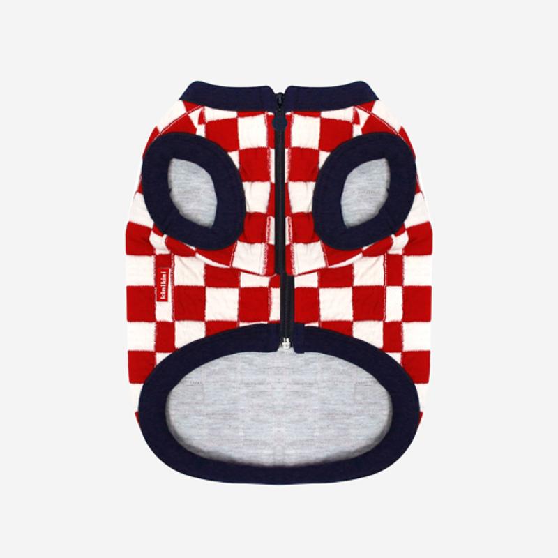 KINIKINI CHECKERBOARD SLEEVELESS ZIPUP-RED (Nuvim Zip-up)