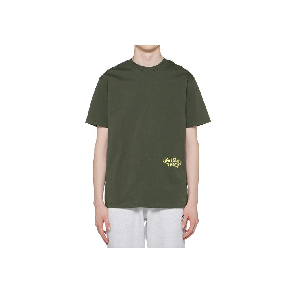 ONITSUKA TIGER Letter Print Animal Pattern Comfortable Breathable Round Neck Short Sleeve T-Shirt Unisex Tops Green 2183B150-300