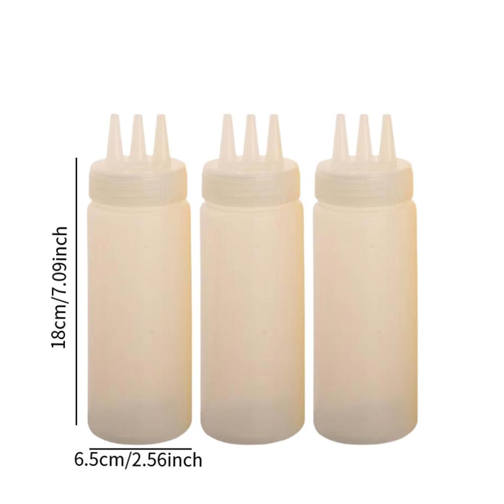 3x Sauce Bottles Squeeze Reusable Empty Multipurpose Squirt Bottles for Mustarde Ketchup Grilling Travel Cookie Decorating