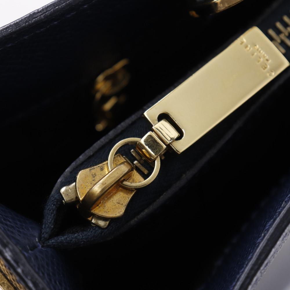 Celine 2WAYShoulder Handbag MC1739 Vintage Navy Blue Calfskin Women Used