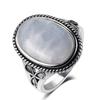 S925 Sterling Silver Retro Natural Labradorite Flower Rings Jewelry Silver Large Tiger Eye Engagement Wedding Gift for Women