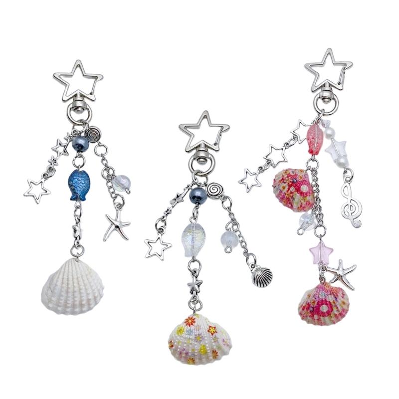 Y2K Hvězdy Mušle Perlový přívěsek Řemínek na telefon Přenosná šňůrka pro dívky ženy