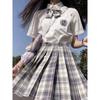 Grid Shaped High Waisted A- line Skirt Plaid High Waist Preppy Style A- line Skirt