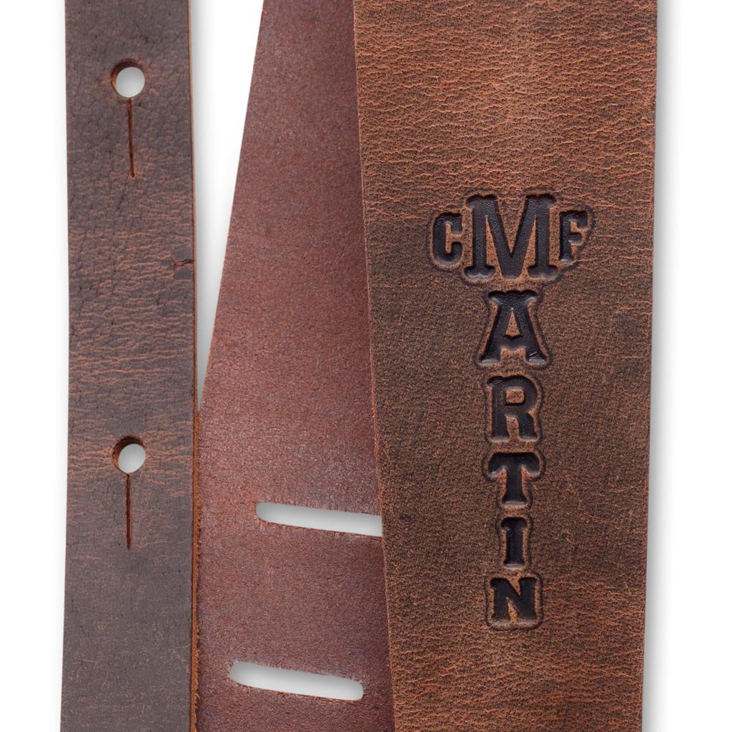 Martin Vintage Leather Straps Brown 18A0065 Martin Vintage Leather Guitar Straps Brown Lightweight Leather Straps with Martin Logo – 100% C. F.