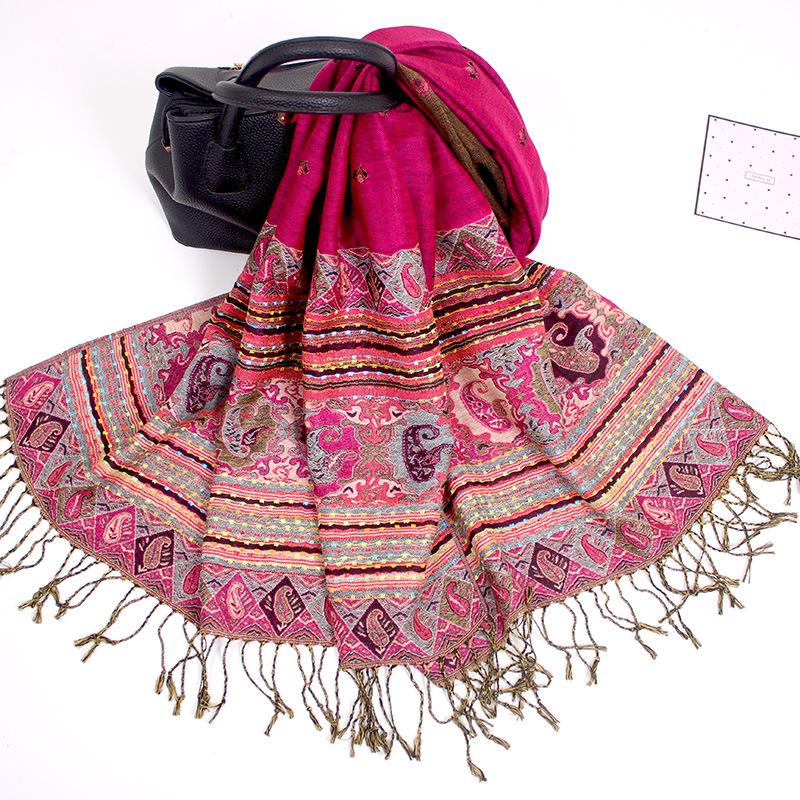 Scarf Spring and Autumn Jacquard Long Scarf Women's Summer Air Conditioning Fringed Shawl Cashew Nut Scarf Scarf