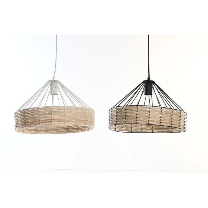 Suspension - Non spécifié - 35 x 35 x 22 cm - Métal noir - Rotin - 50 W (2 unités)