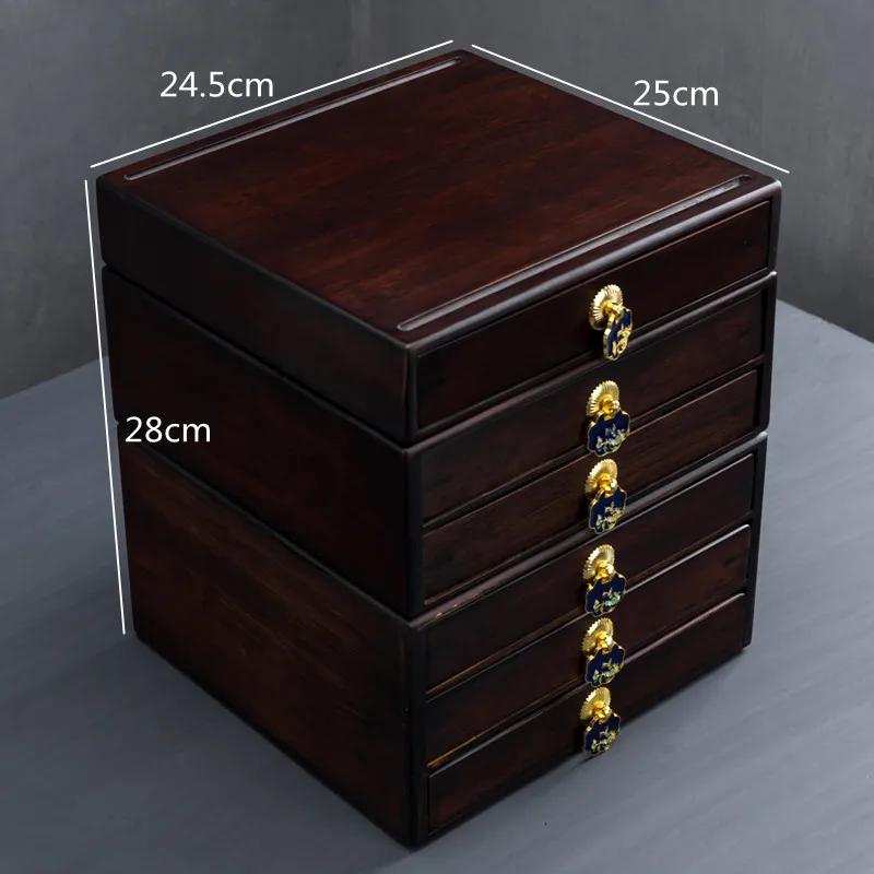 MultiLayer Bamboo Tea Box Drawer Storage for Tea Bags & Jewelry Decorative Desktop Organizer Home Storage Solution