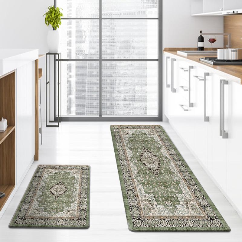 New Retro Carpet Entrance Mat Home Kitchen Anti-slip Dustproof Thickened Washed Long Strip Mat