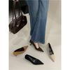 Damen High Heels Herbst 2025 neu Feenstil dünner Absatz spitze Zehenpartie flacher Ausschnitt mittlerer Absatz Einzelne Schuhe Pendler Arbeitsschuhe Damen