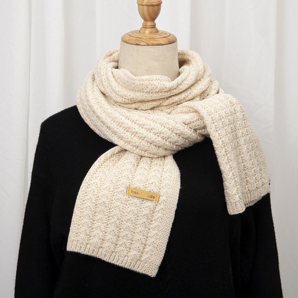 Autumn and winter female Korean version solid color wool scarf warm student cute couple Internet celebrity male versatile knitted scarf