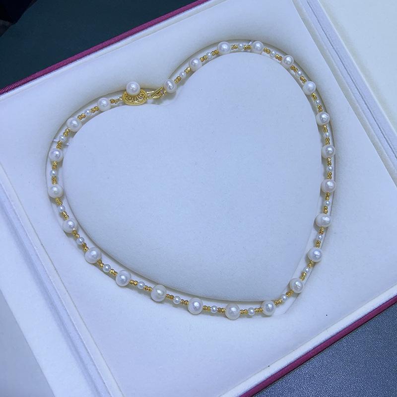 Elegant Natural White Pearl Necklace Set - Luxurious & Exquisite Style