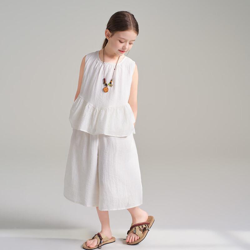 Montagut Girls' Summer Ruffle Textured Two-Piece Set