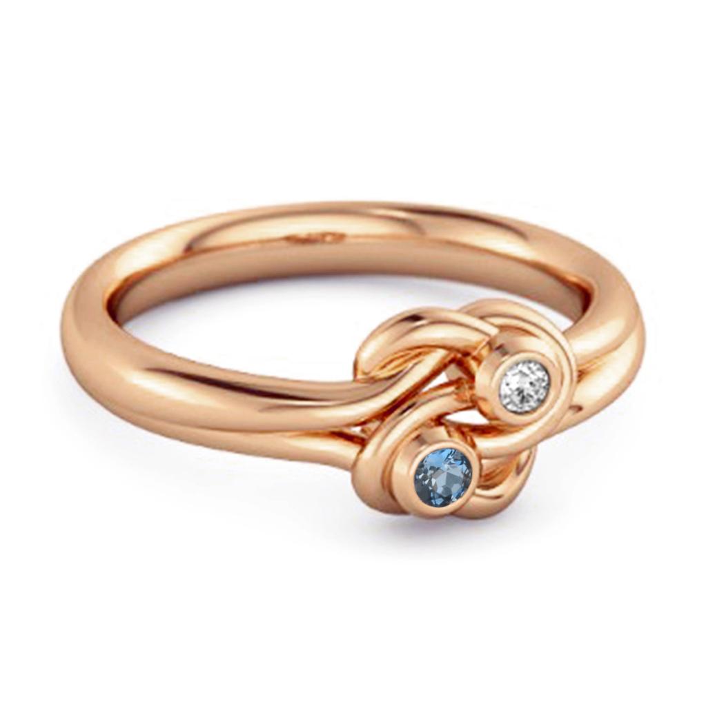 London Blue Topaz Dual Stone Stackable Ring - 925 Sterling Silver Rose Gold Vermeil