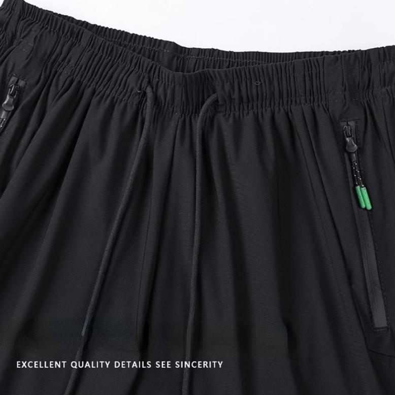 Summer  Jogging Pants Men Casual Pants Ice Silk Thin Solid Color Cropped Pants Fashion Hip Hop Street Sweatpants Loose Trousers