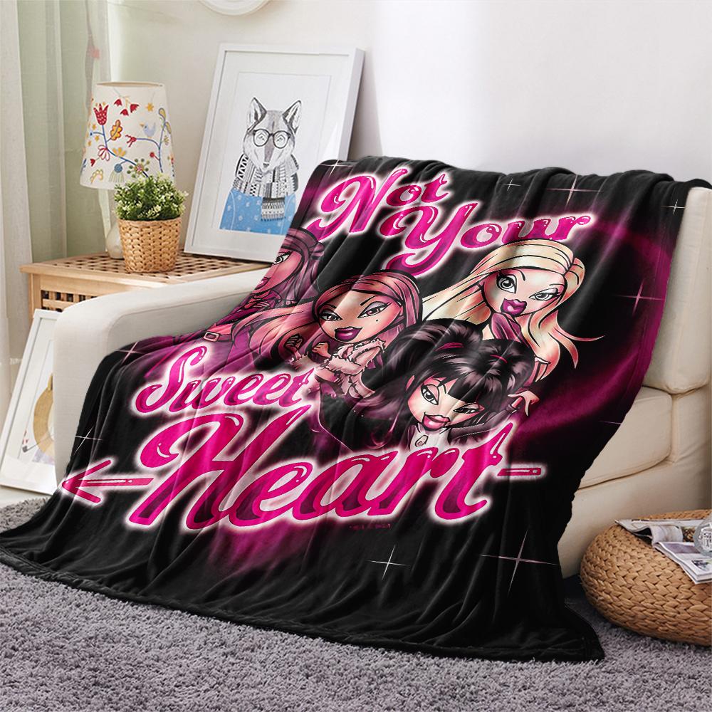 1pz Coperta di Flanella con Stampa Bratz, Alta Qualità per Tutte le Stagioni, Arredamento per la Casa, Calore e Comfort, Perfetta per Regali di Natale