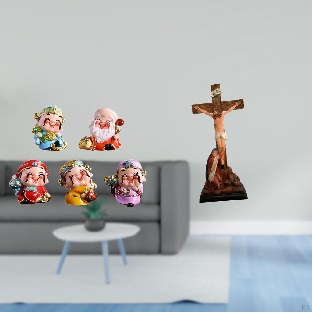 Fortune God Resin Figurines And Jesus Catholic Sculpture Tabletop Statues for Bedroom Office