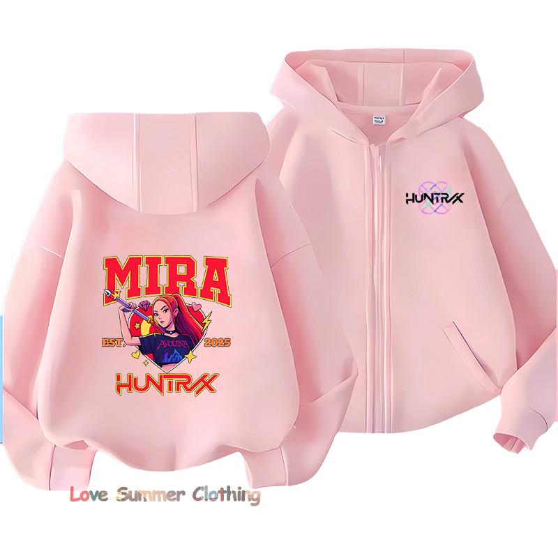 Huntrix Jenter hettegenser med glidelås Kpop Demonjegere Jenter Høst Hettejakke Glidelås Høst RUMI MIRA ZOEY DERPY genser avslappet hettegenser