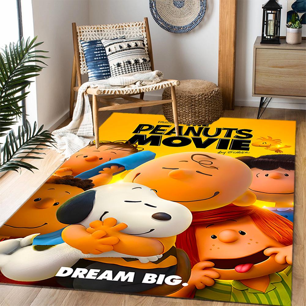 Snoopy's Peanuts Gang Themed Anti-Slip Rugs - Polyester Home Decor, Suitable for Bedrooms, Living Rooms, Doorways, Studios, and Decorations