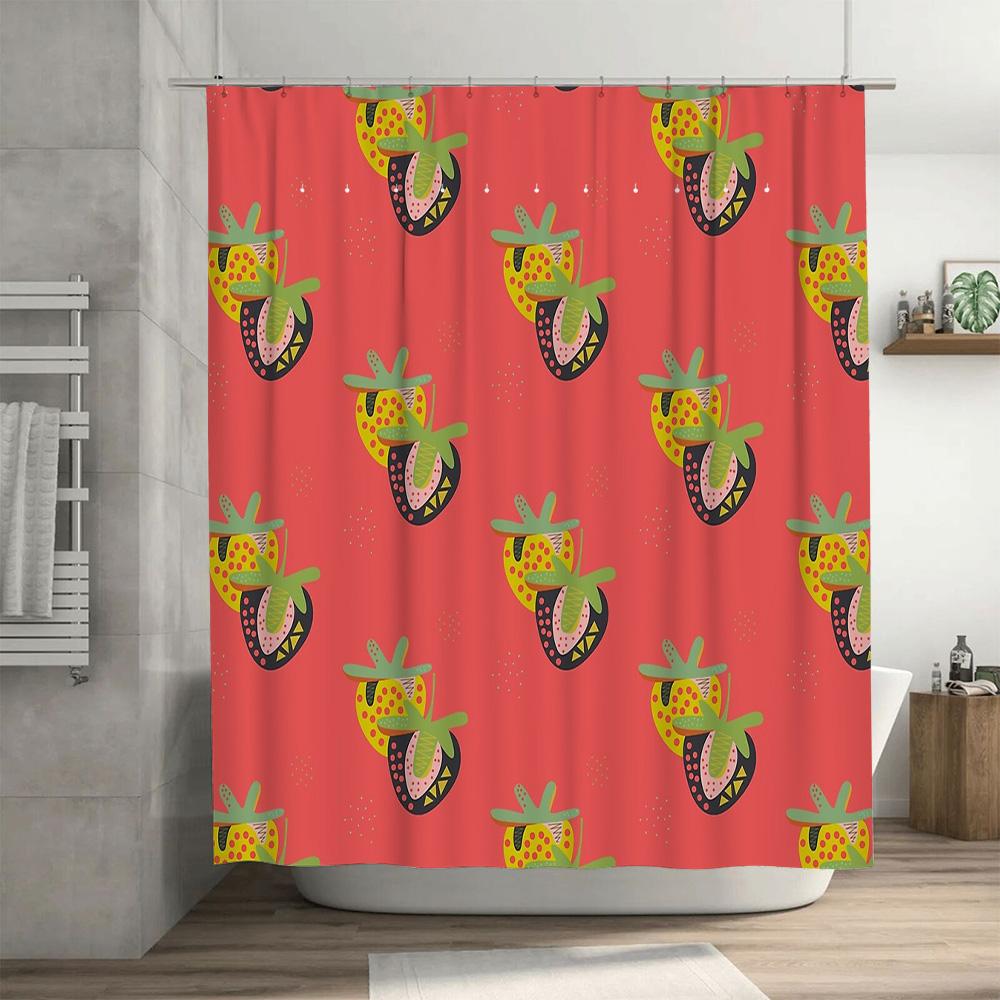 Cute Watermelon Shower Curtain Tropical Summer Vibes Bathroom Decor Beach Themed Fabric Liner Waterproof Set