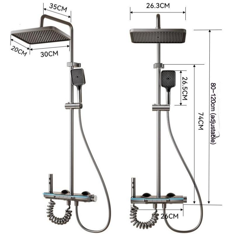 Shower Set Ambient Light Shower System Set For Bathroom Hotel Apartment Modern Digital Temperature Display Showers Faucet Set
