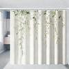 Watercolor Green Hanging Leaves Waterproof Shower Curtain For Bathroom Decor