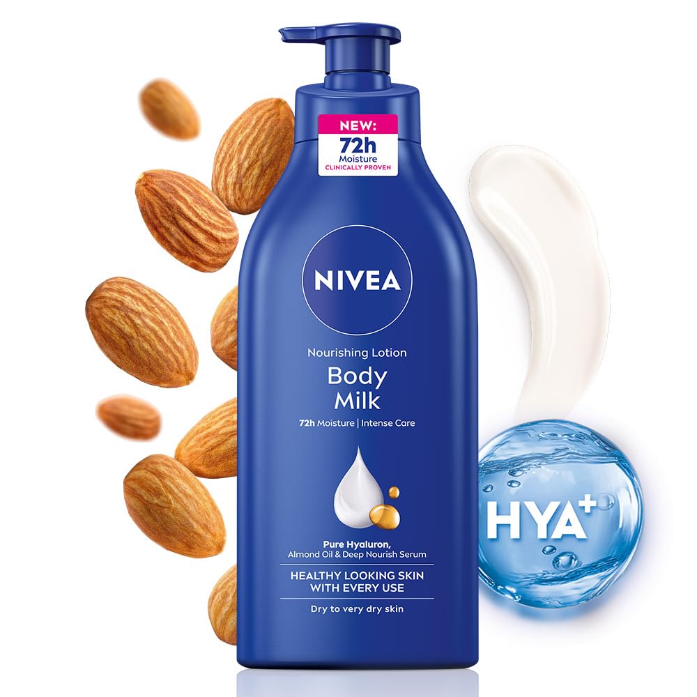 NIVEA Nourishing Body Milk 600ml Body Lotion with Hyaluronic Acid | 72Hr Hydration | Deep Moisture Care for Very Dry Skin | 600 ml