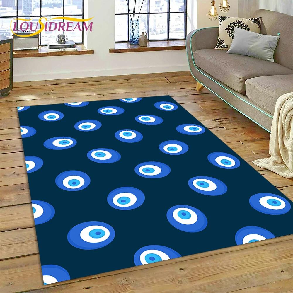 Evil Eye Turkey Blue Nazar Eye of Horus Rug Carpet for Living Room Bedroom Decor,Floor Mat Non-slip Decoration for Sofa Doormat