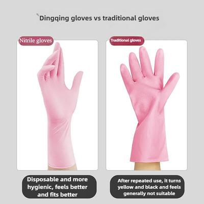 Housework Food Grade Thick Nitrile Gloves Kitchen Dishes Cleaning Durable Nitrile Rubber Gloves