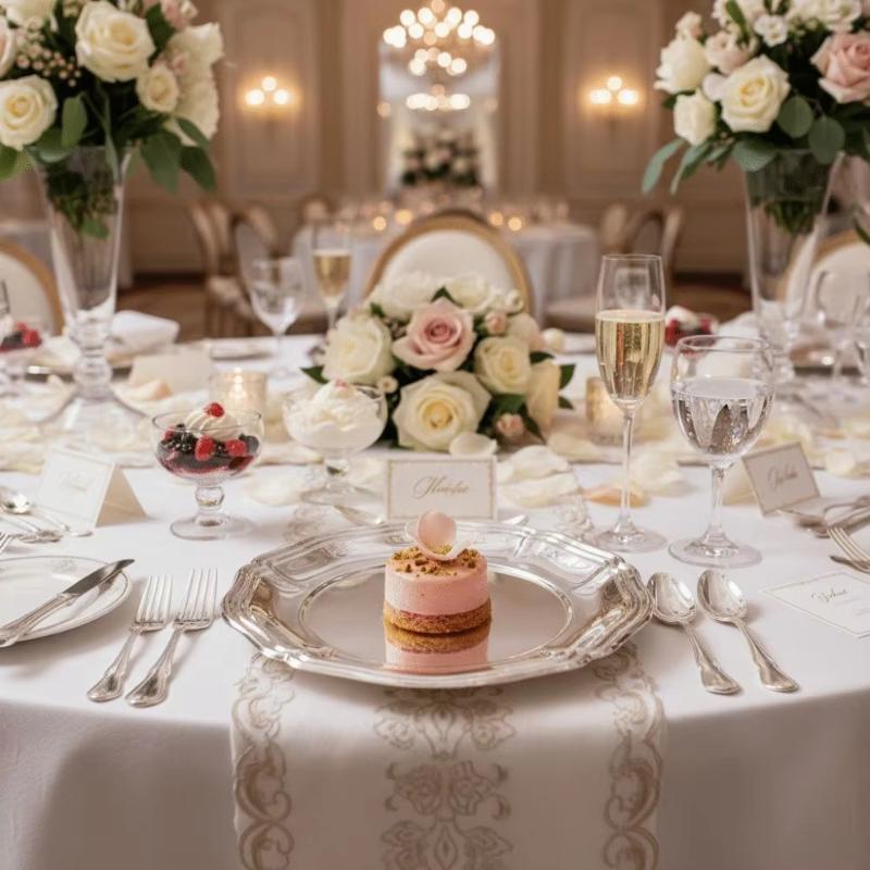 Silver Stainless Steel Cake Tray Round Mirror Surface Dessert Plate for Restaurant Buffet Food Display