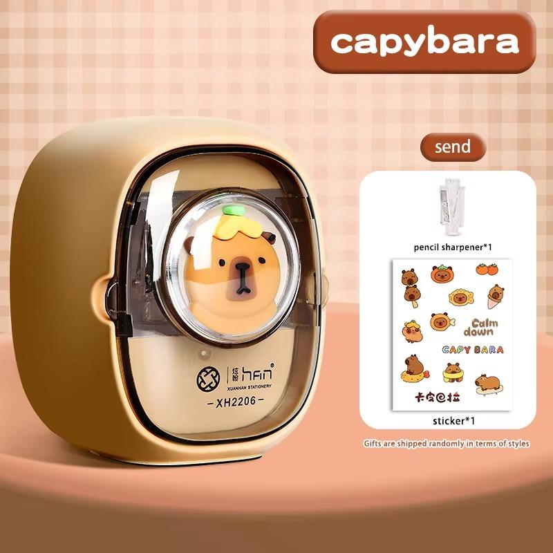 Kawaii Electric Pencil Sharpener Automatic Cute Capybara School Supplies Stationery Students Creative Durable Back To Schooltool