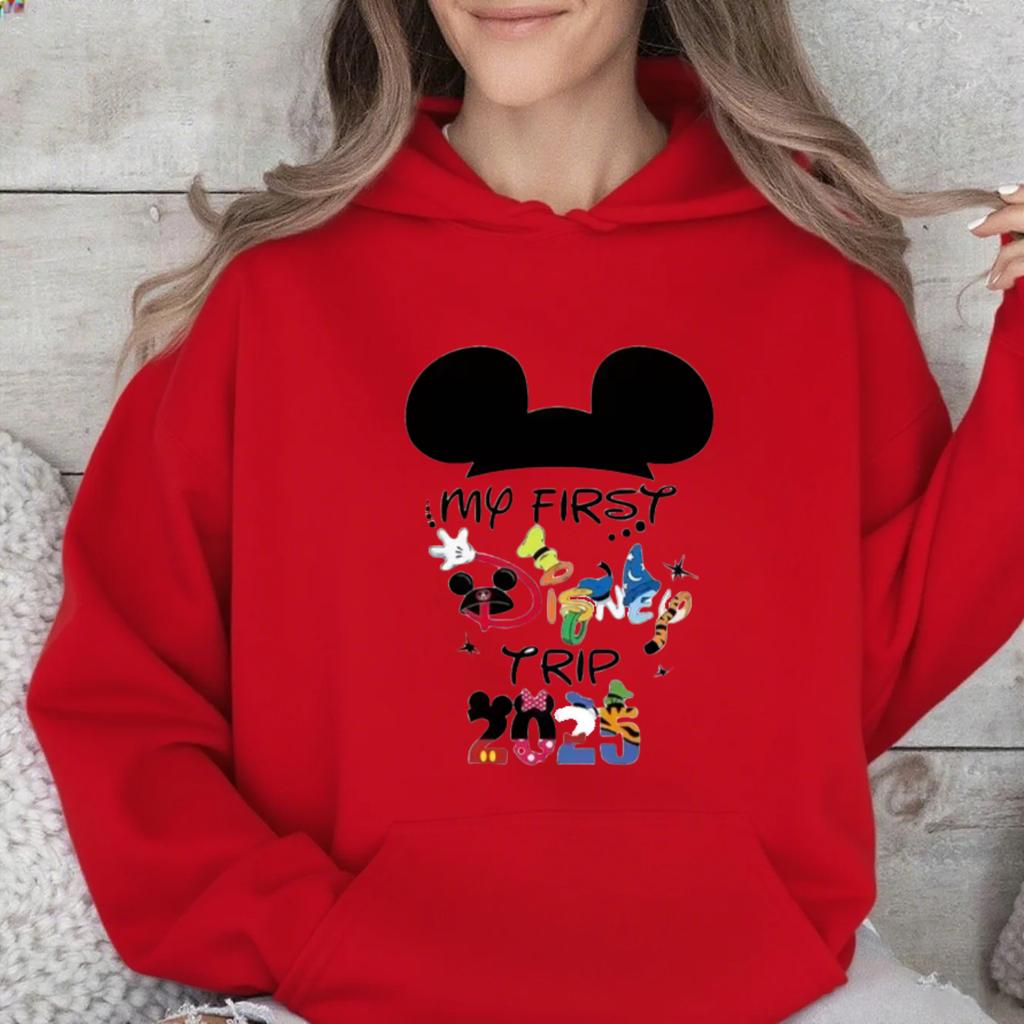 Disney Family Wear 2025 Holiday Commemorative Multi-color Available for Autumn and Winter Casual Loose Hoodie Girls Long-sleeved