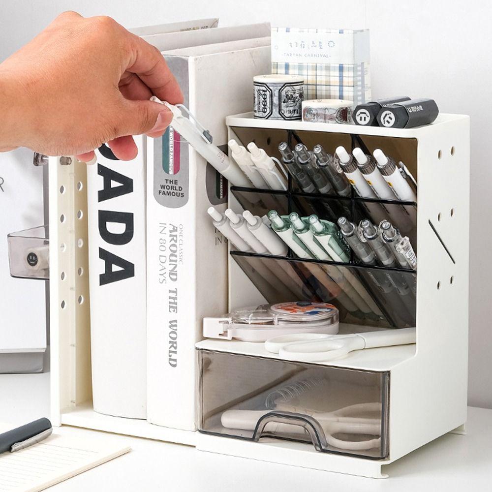 Large-Capacity Desktop Pen Holder Oblique Design Book Storage Rack Durable Desk Organizer  Home