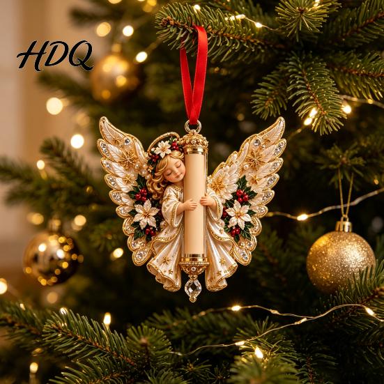 Christmas Money Holder Ornament Angel Cash Hanging Ornament Acrylic Pendant for Tree Holiday Decoration Festive Seasonal Keepsake Container