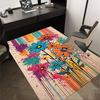 1 Stück bunter Blumen-Teppich, weiche Flanell-Fußmatte für Wohnzimmer, Schlafzimmer und Teppich, Bodenmatte unter Sofa und Couchtisch, Dekorativer Teppich q07